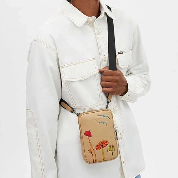 Coach Tan Crossbody Bag with Colorful Mushroom Design - Picture 2 of 16